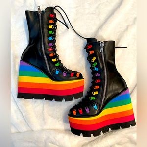 Dolls Kill - Club Exx Rainbow platform boots sz 10